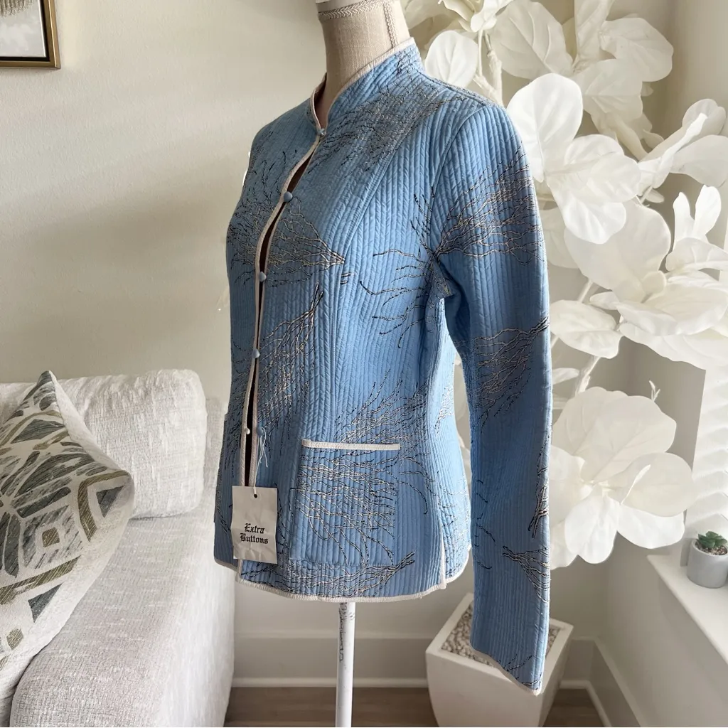 J. McLaughlin Blue And Pink Quilted Reversible Women's Jacket - Image 5