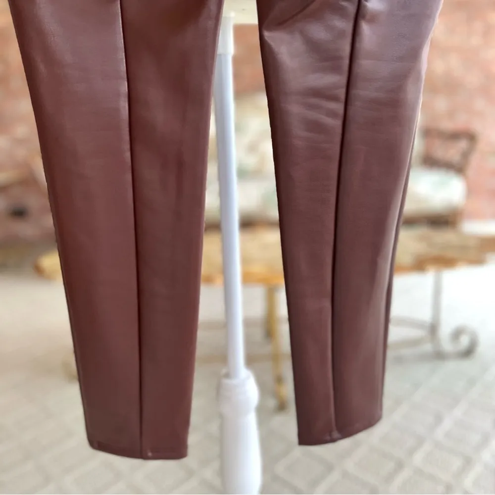 Loft Brown Faux Leather Leggings NWT M - Image 8