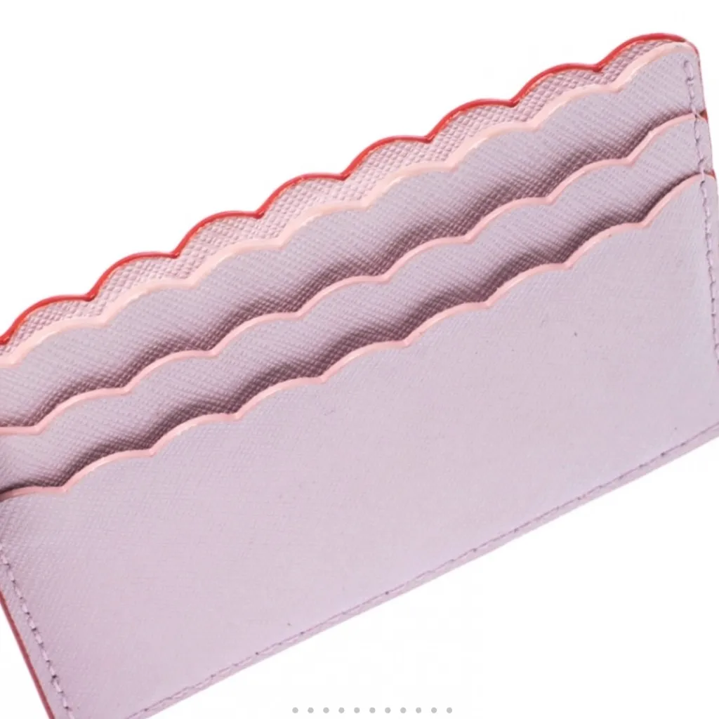 Kate Spade Coral and Pink Morris Lane Leather Card Holder with Scalloped Edge - Image 4