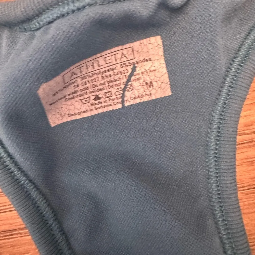 Athleta Striped Racerback Tank Top teal built in bra size medium - Image 2