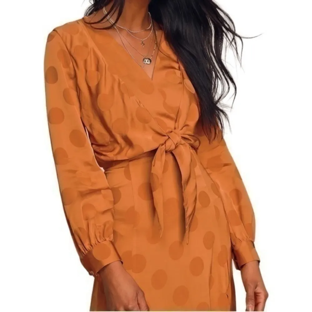 Capulet Women’s Size XS Rust Burnt Orange Evelyn Deep V Polka Dot Dress - Image 5
