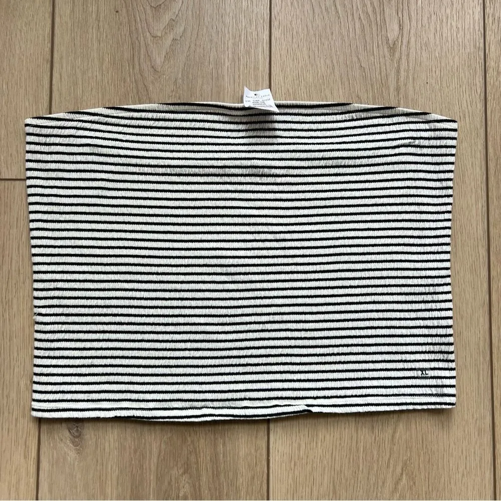 American Eagle NWT Striped Smocked Tube Top Black and White Stripes Size XL - Image 7