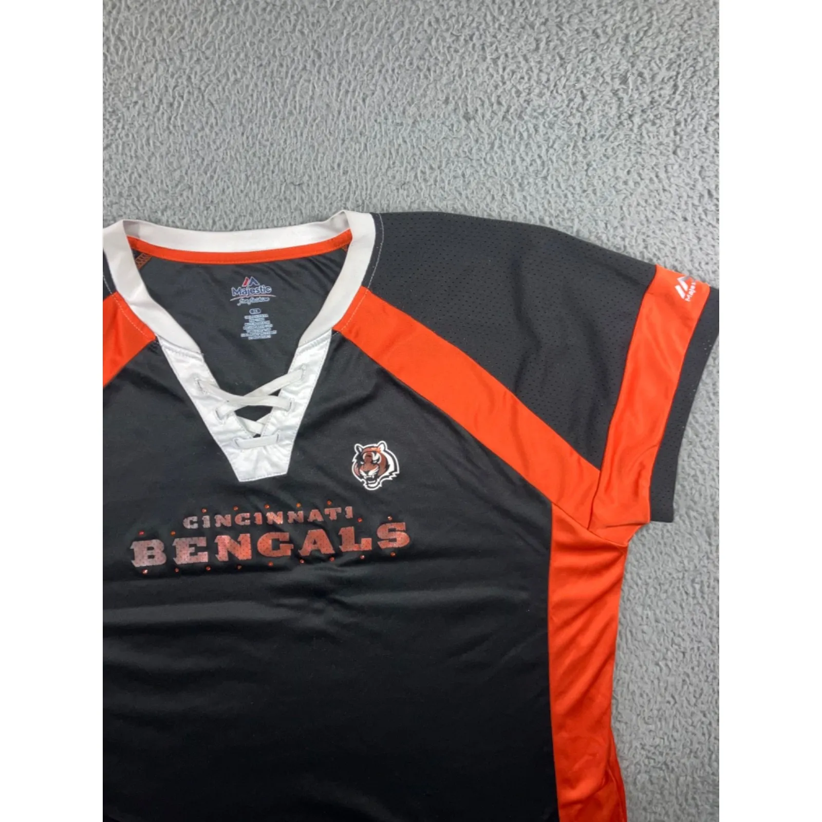 Majestic NFL Cincinnati Bengals Draft Me‎ V Neck Shirt Women 2X Short Sleeve - Image 8