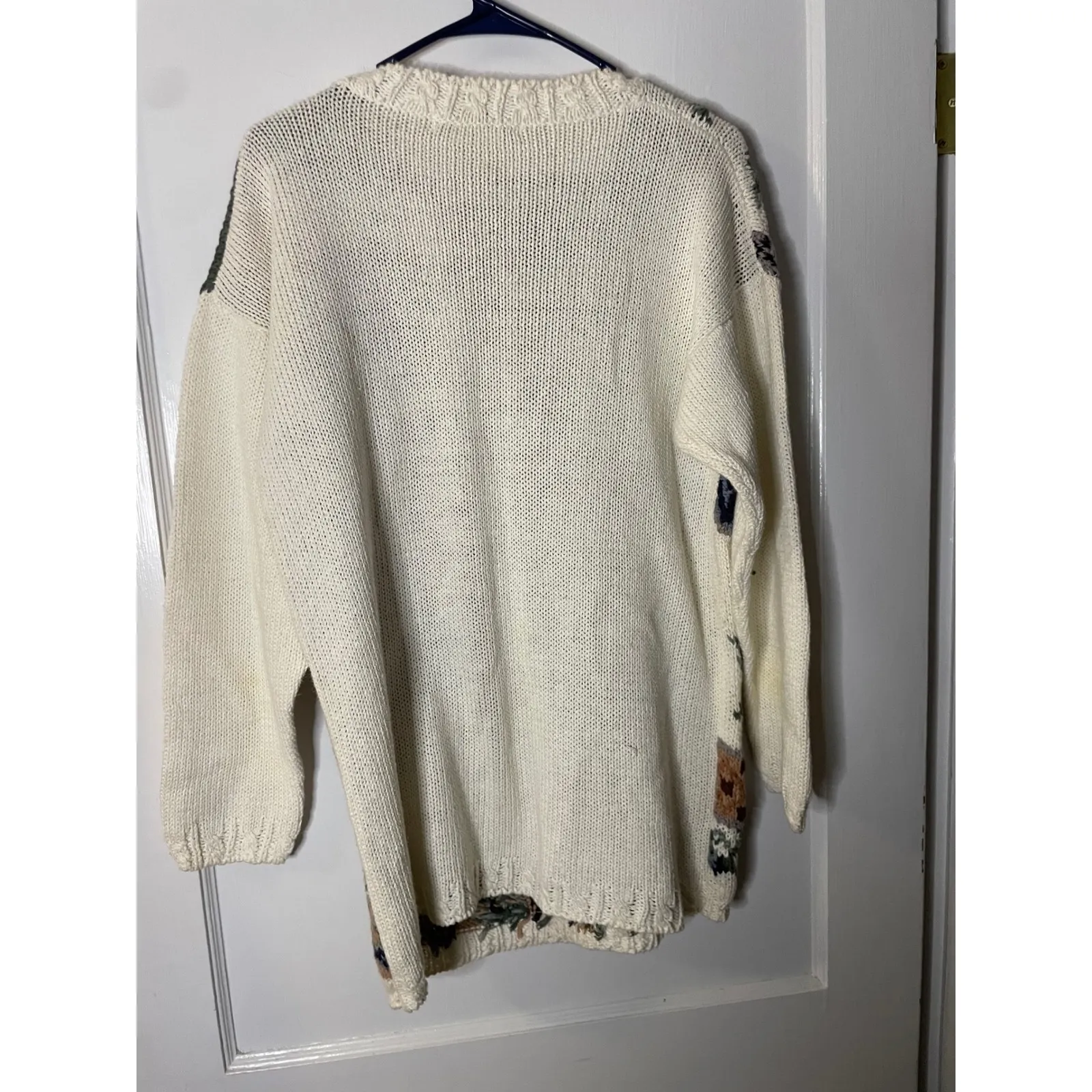 Rich's Designs Patchwork Floral Tapestry Knit Sweater Women's Size M vintage Blue Size M - Image 3