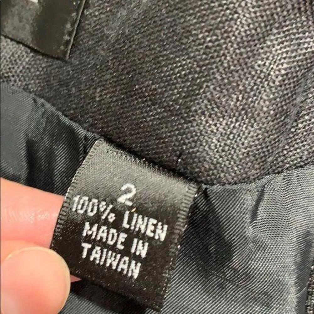 Linda Allard Ellen Tracy Womens Pencil Skirt Lightweight Linen Lined Black Sz 2 - Image 6