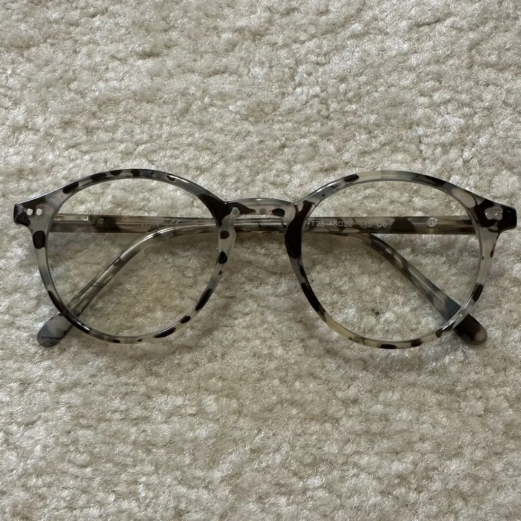 TIJN Blue Light Blocking Glasses Vintage Round Rim Frame Marble Tortoise Brown - Image 2