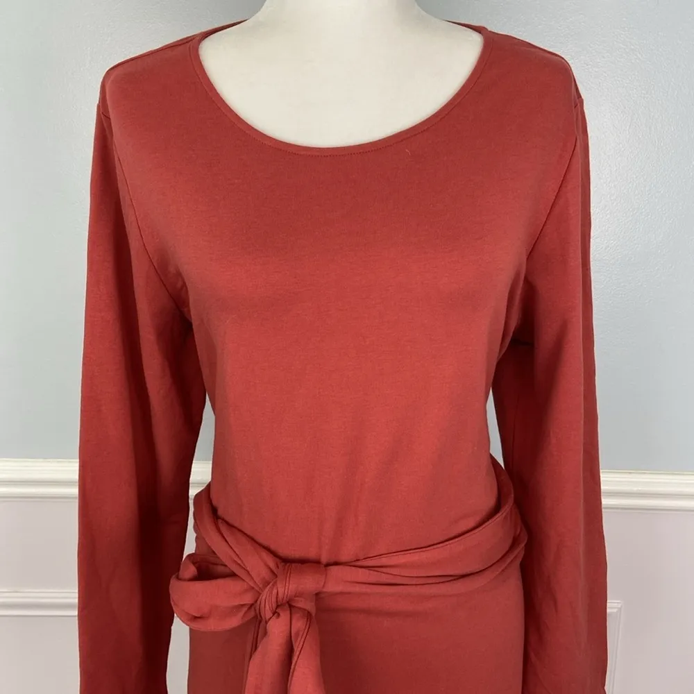 J. Jill Pure Brick Red Jersey Knit Side Slit Maxi Wrap Dress Size XL - Image 3