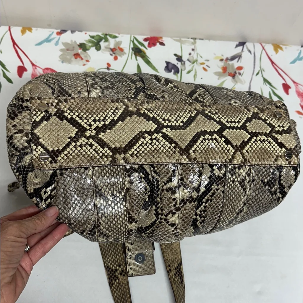 MICHAEL KORS Authentic Natural Brown Python Rehearsal Drawstring Shoulder Bag - Image 7