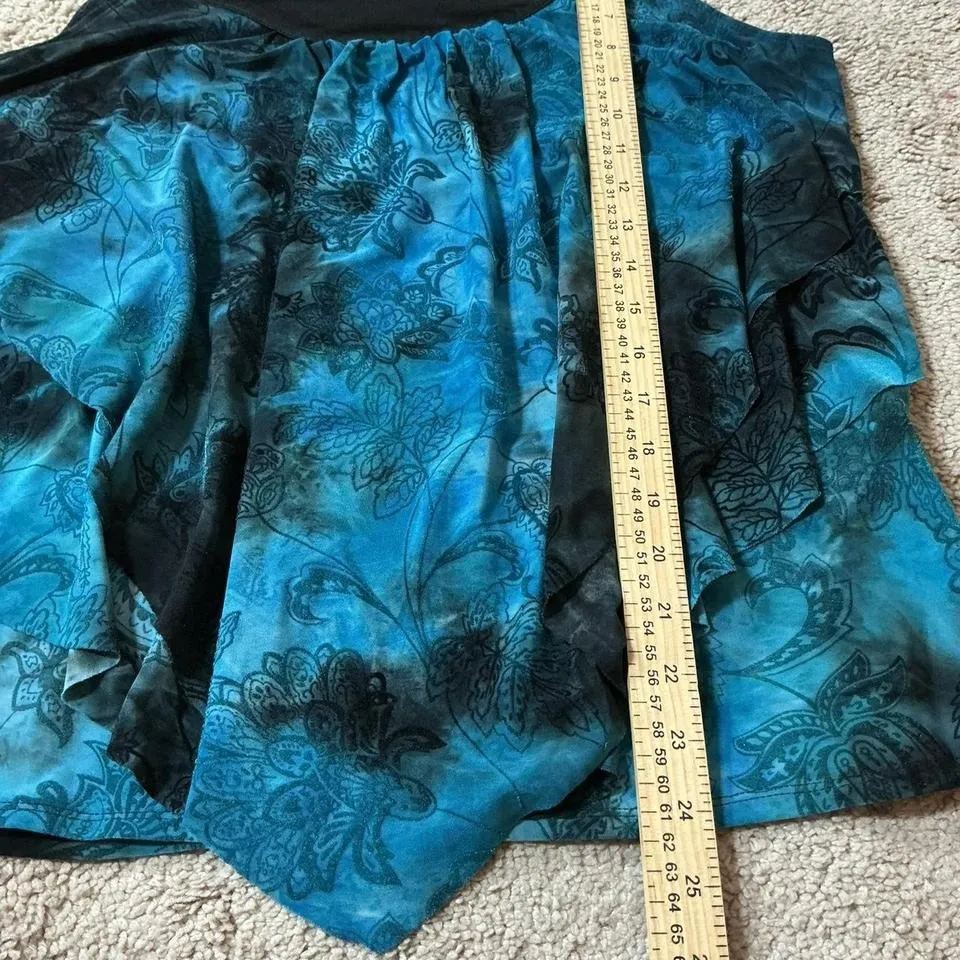 DressBarn Velvet Burn Out Paisley Print Ruffled Tiered Top Women's Large - Image 4