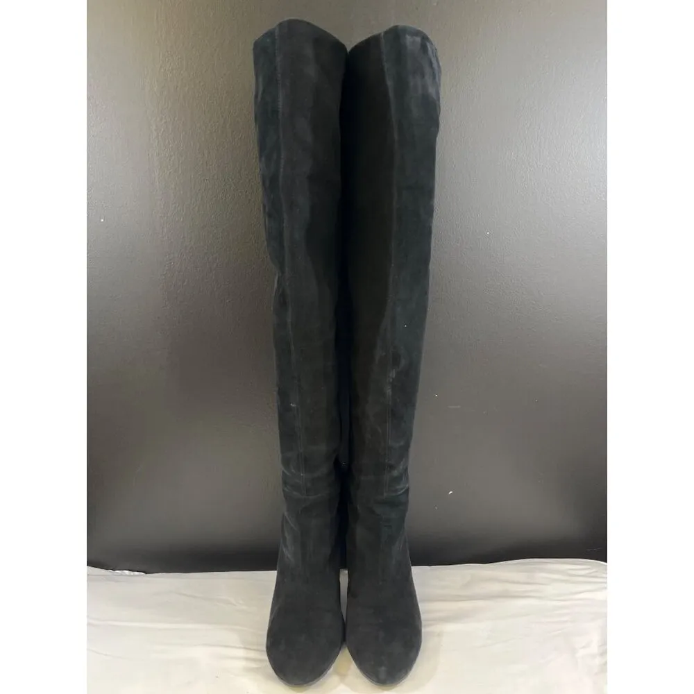 Nine West Snowfall Womens Black Leather Over The Knee Boots Size 9M SKU 6522 - Image 2