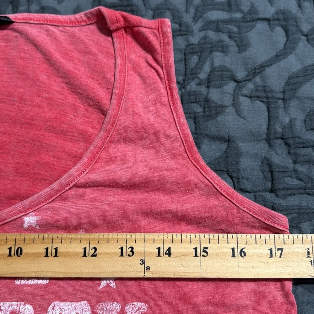 Rock & Republic women’s size small v-neck red graphic print tank liberty happy - Image 9