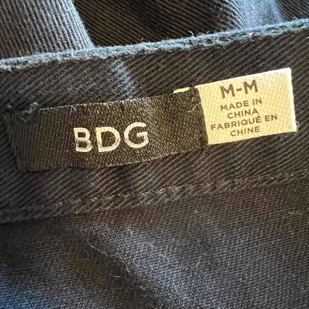 BDG Blue Cotton Twill Button Front Patch Pocket A Line Mini Skirt Medium - Image 3