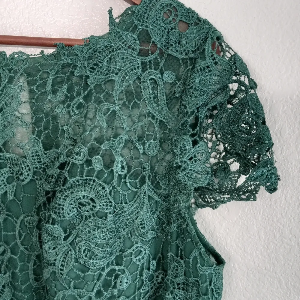 JJs House 16 Elegant Empire Waist Emerald Lace Evening Prom Formal Maxi Dress - Image 7