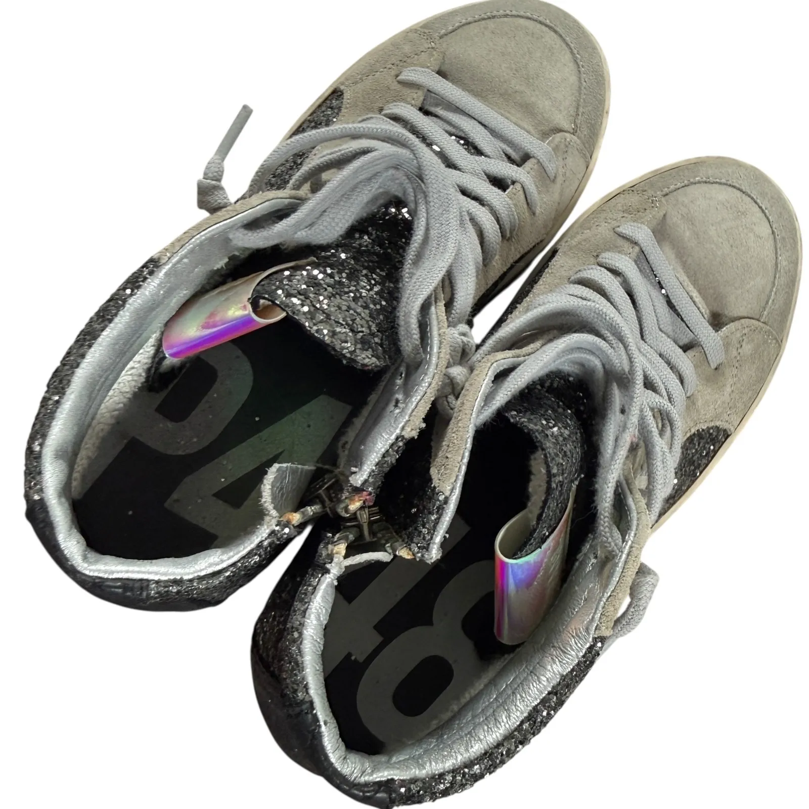 P448 Skate Black Glitter High Top Gray
Suede Sneaker Size US 8.5, EU 39 - Image 5
