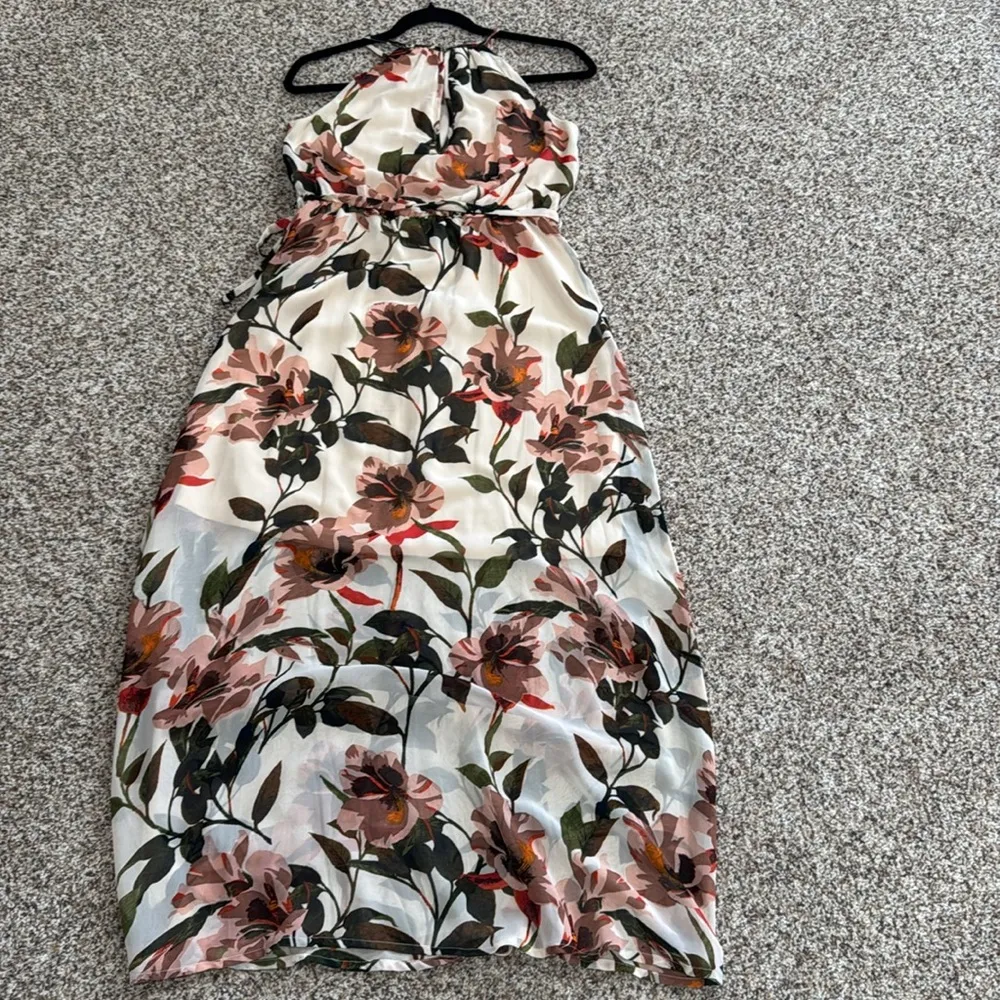 Code Floral Halter Maxi Dress Red - Image 5