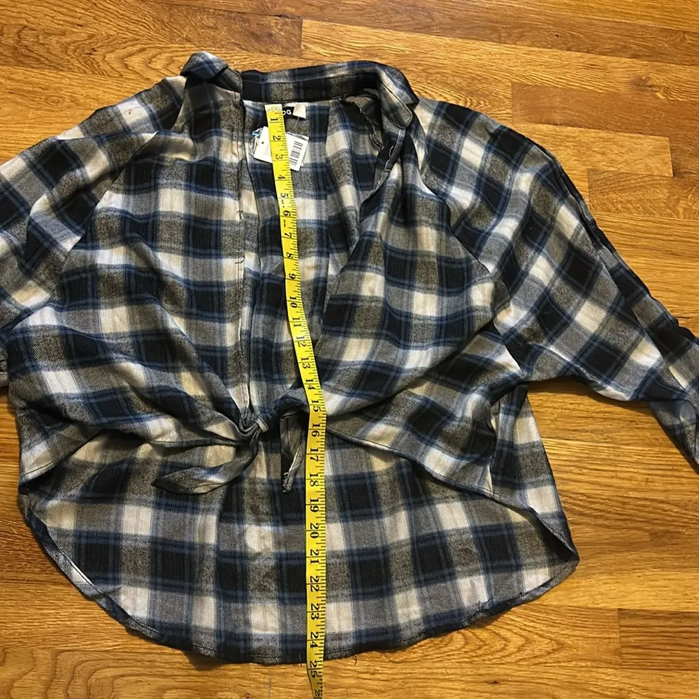 BDG Urban Outfitters Womens Medium New Blue Tie Front Festival Flannel Shirt Top - Image 7