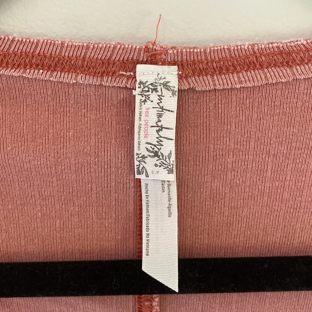 Intimately free people The Angie top ribbed long sleeve pink red - Image 5