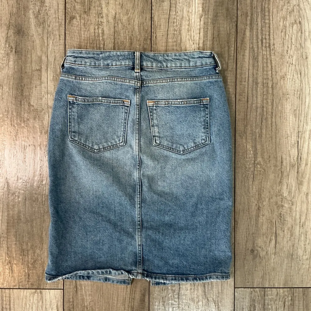Pilcro Denim Skirt Pencil Distressed Fray Hem Stretch‎ Blue Size 2 - Image 6