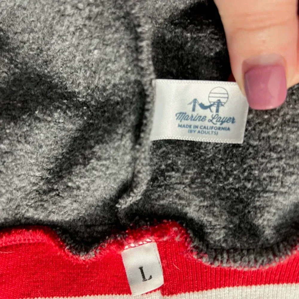 Marine Layer Jenny Crew Sweatshirt in Gray Red Stripe Size US Large - Image 11