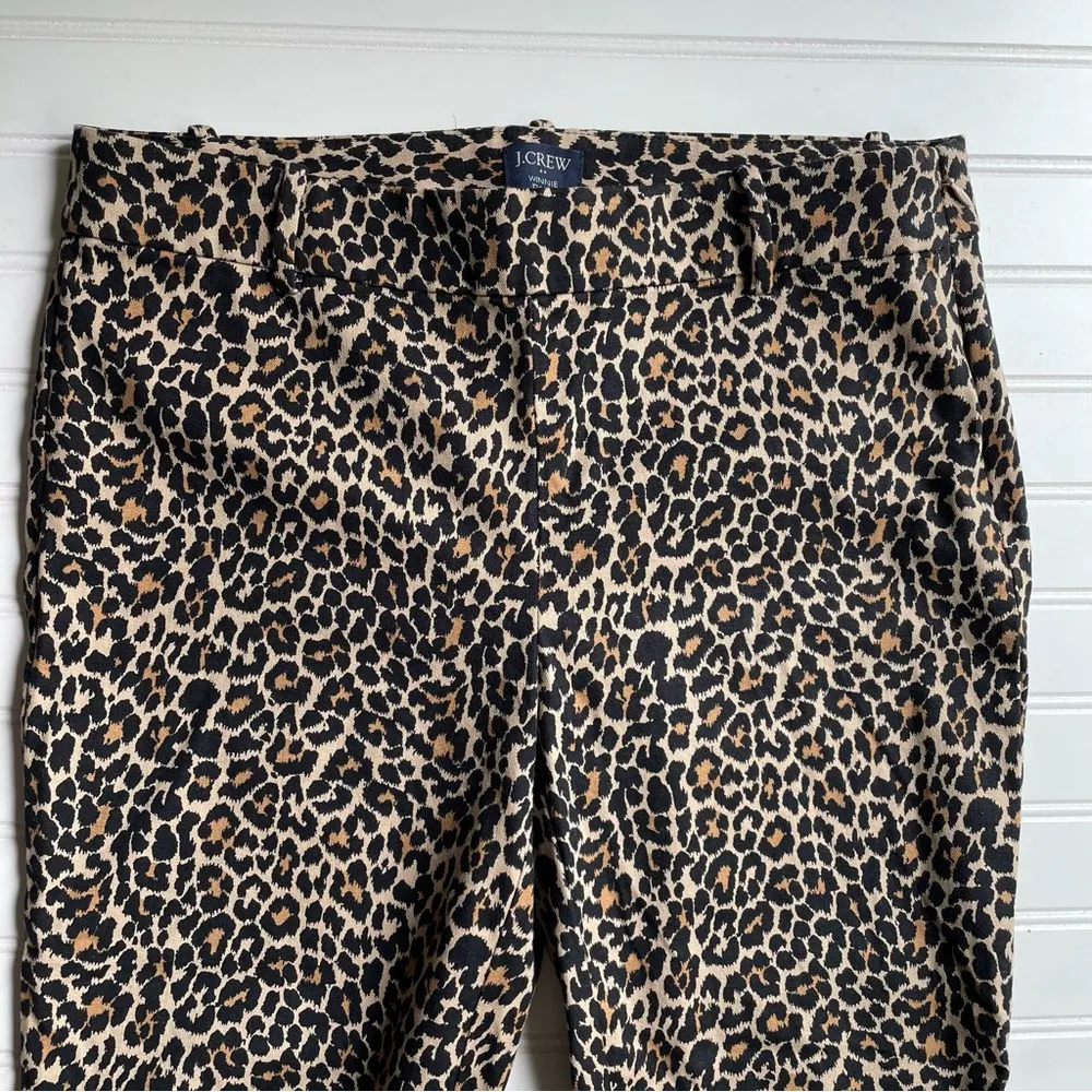 J. Crew Winnie Pant Cropped Ankle Brown Black Leopard Size 8 Animal Print NWOT - Image 3