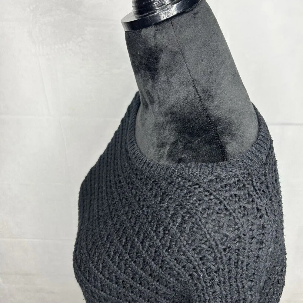 Jones New York Sport Womens Sz S Long Flared Sleeve Sweater Open Knit Black - Image 4