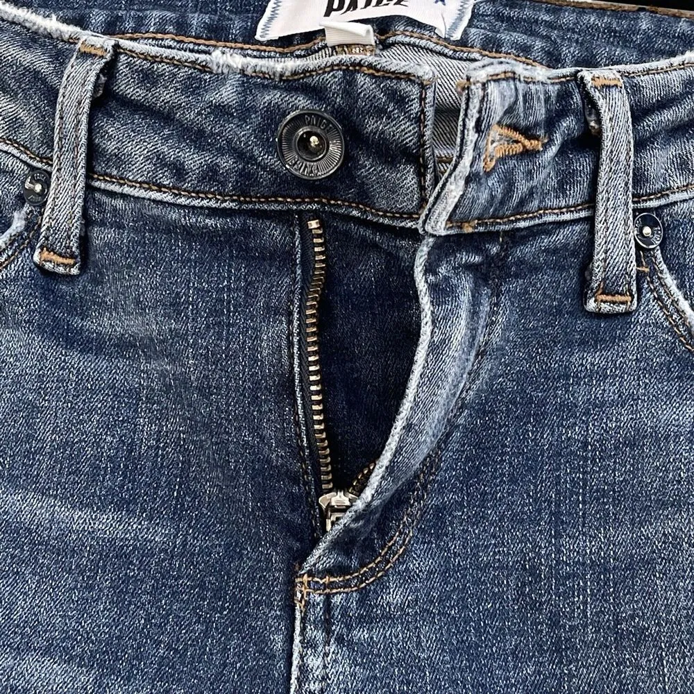 Paige SZ 27 Verdugo Crop Jeans Low-Rise Stretch 5-Pocket Whiskered Zip-Fly Blue - Image 9