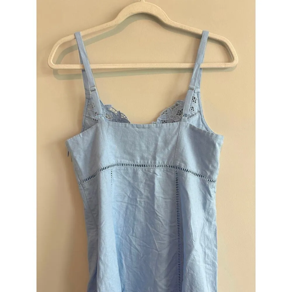 NWT Madewell Sweetheart Midi Dress in Linen-Cotton Blend In Light Blue Size 6 - Image 8
