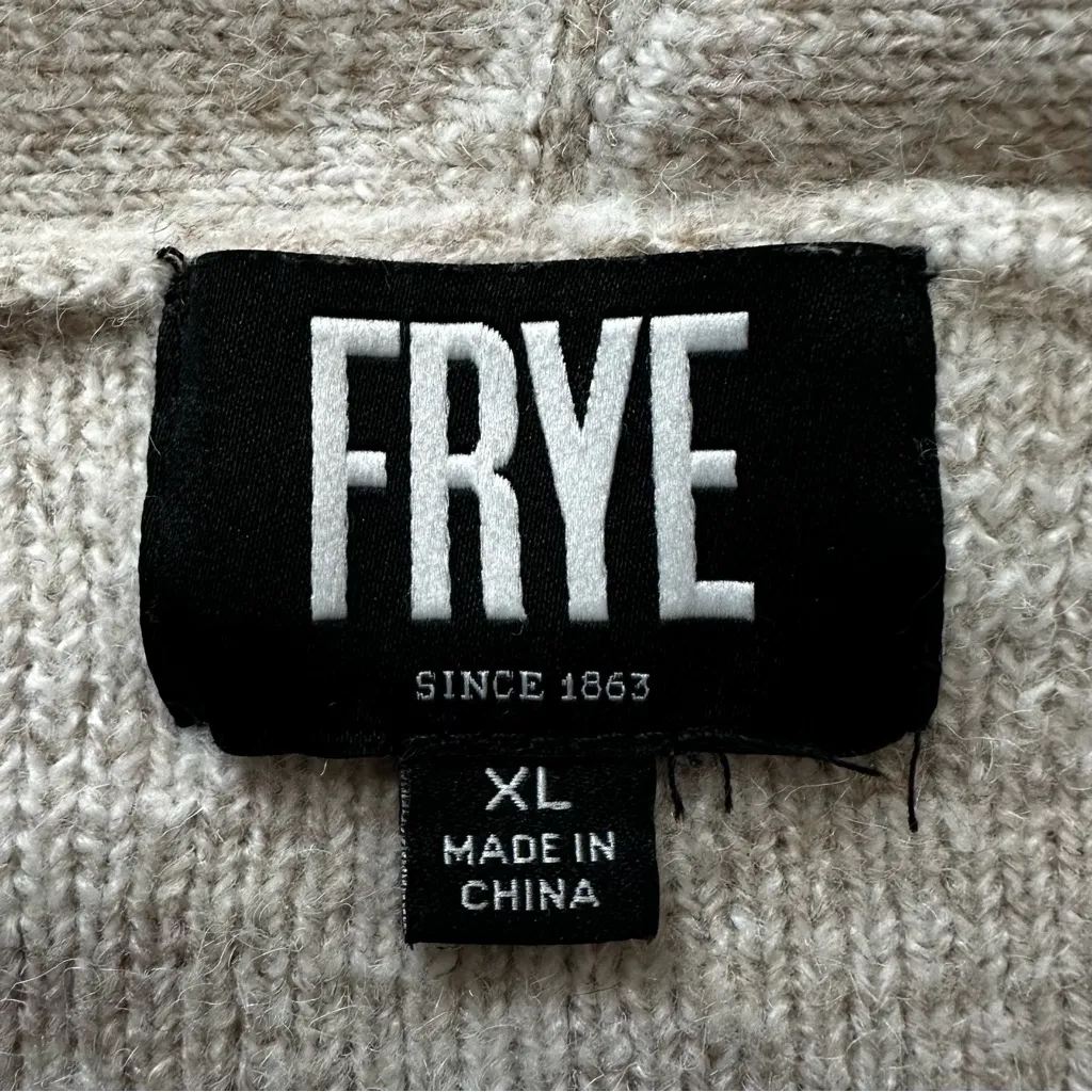 Frye Beige Cream Geometric Pattern Open Front Long Sweater Cardigan, Size XL - Image 11