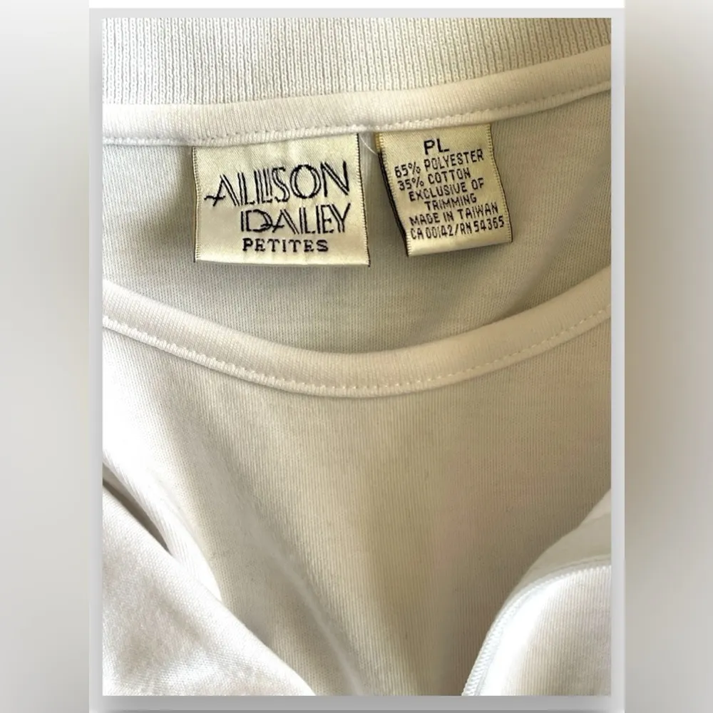 Allison Daley Petite Women’s Red and White Polo Shirt 3/4 Zip Size Lg Petite NWT - Image 4