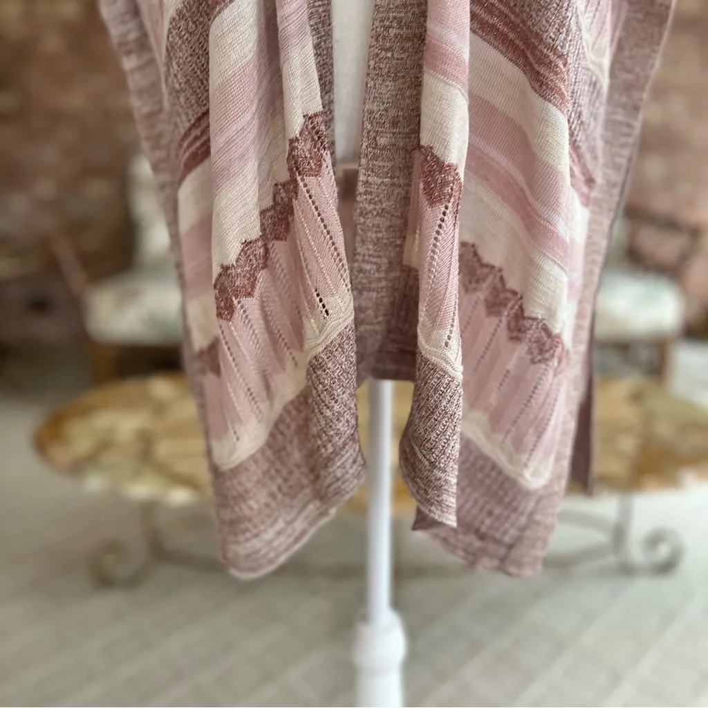 Chico’s Cardigan Ruana Wrap Pink Multi Textured Striped Kimono Sleeve S/M - Image 7