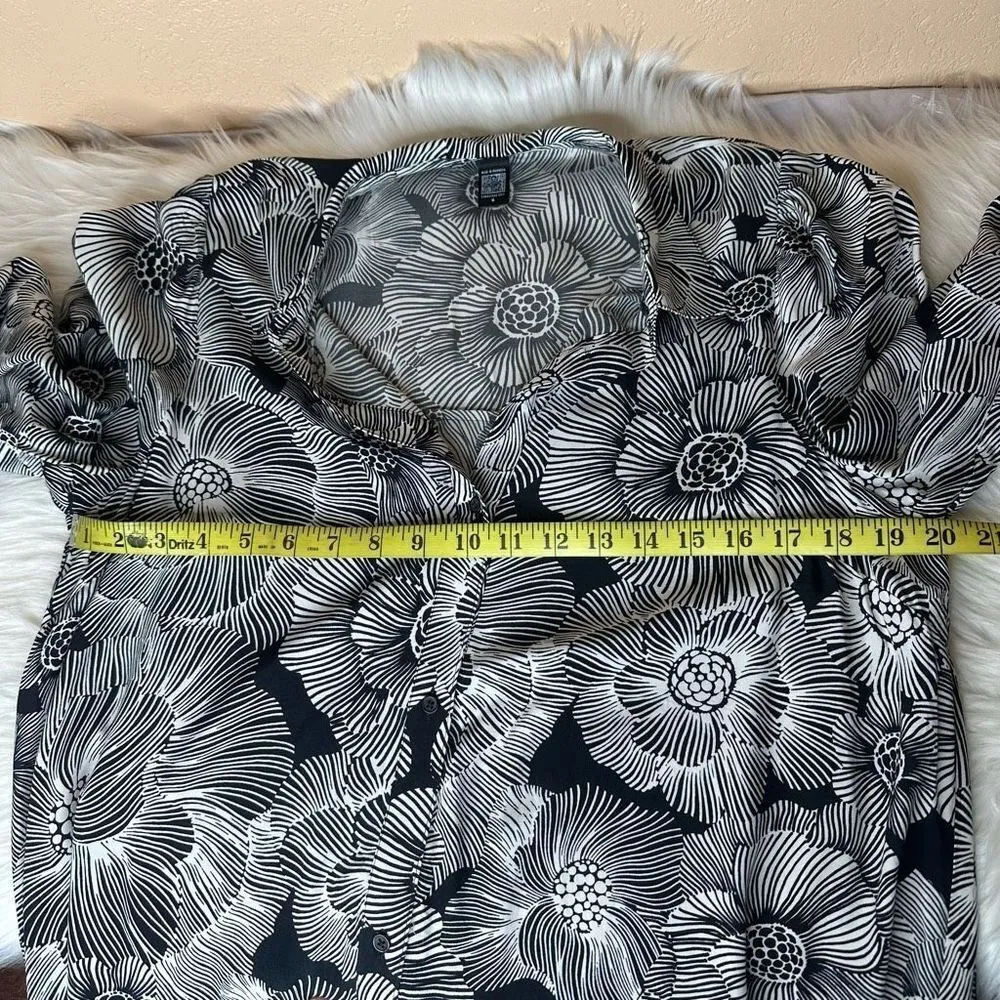 EXPRESS Floral Ruffle Hem Oversized Shirt Dress Size Medium - Image 7