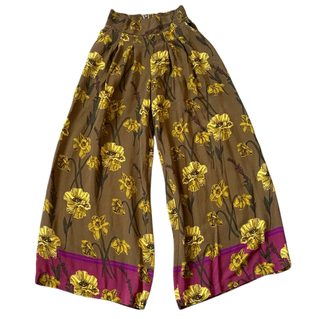 EUC Anthropologie Maeve Floral Terrace Palazzo Pants Size XS - Image 9