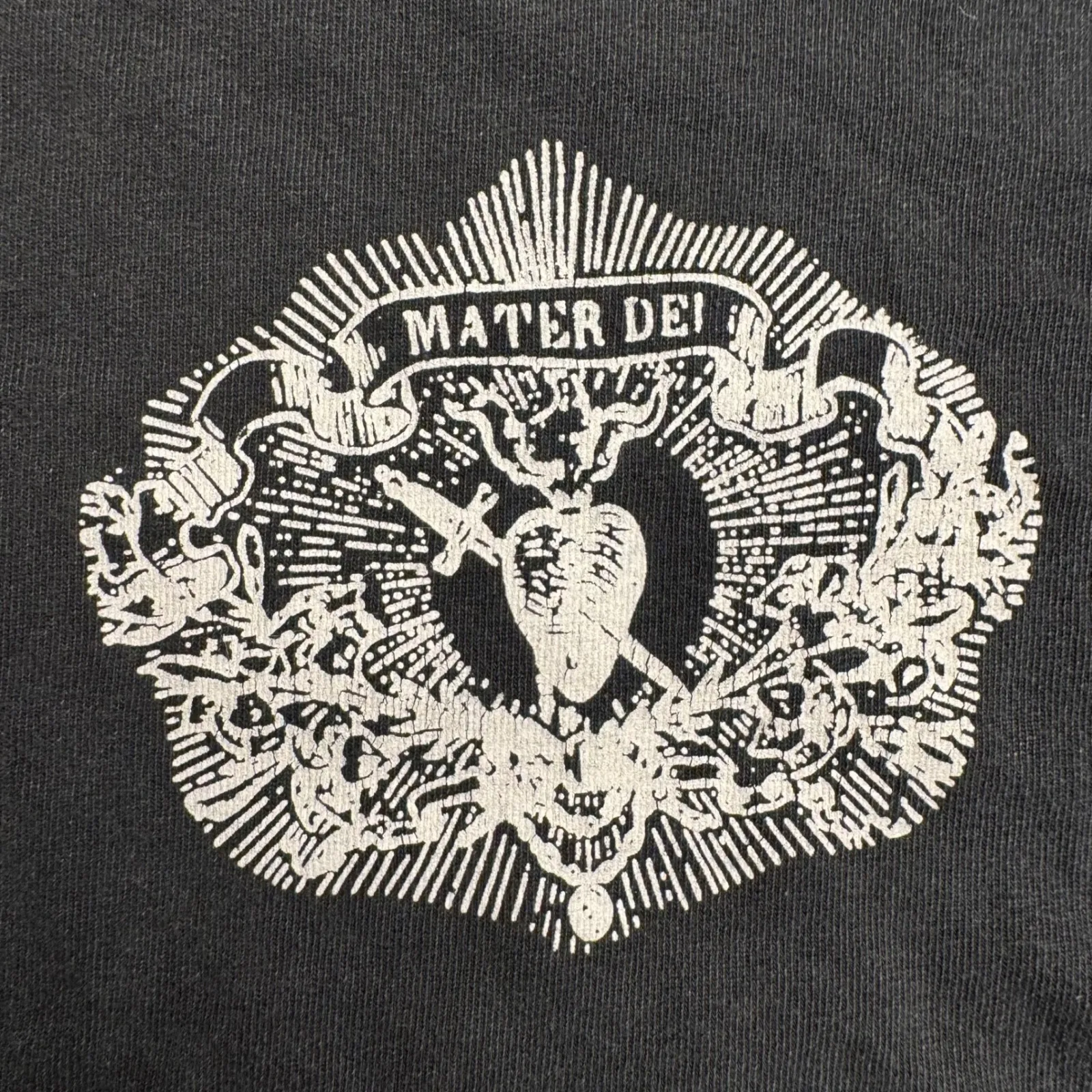 Brandy Melville Graphic T Shirt Mater Dei Heart Sword Black Women's Small - Image 2