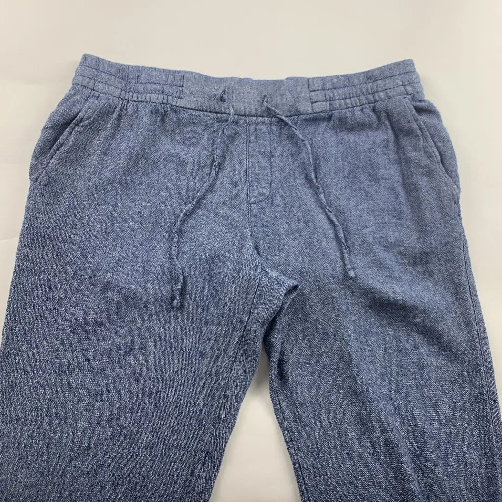 Old Navy Blue Chambray Linen Blend Slim Leg Ankle Pants L - Image 2