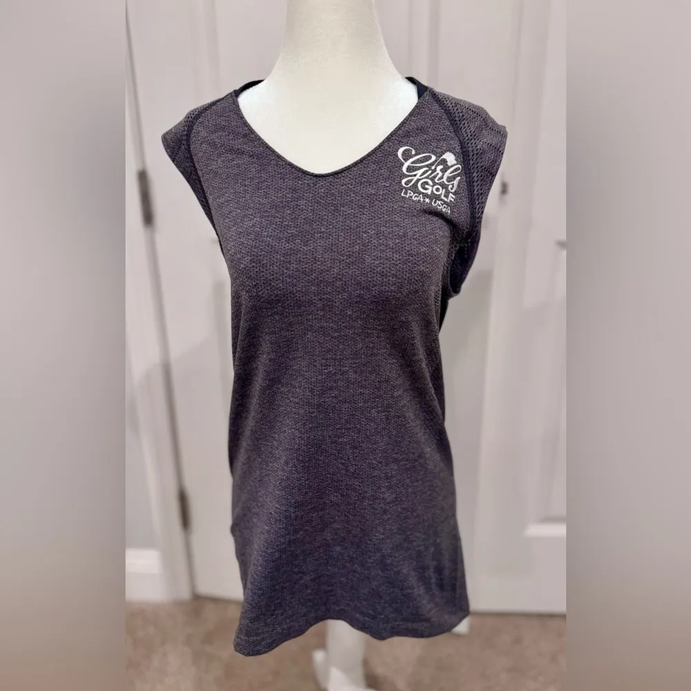 Under Armour Golf Sleeveless Top Gray Athleisure Sporty Workout Blokette L - Image 3