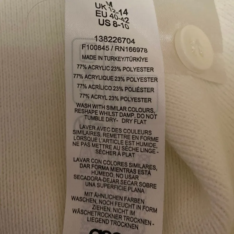 ASOS Design White Sleeveless V-neck Button Front Knit Sweater Vest Tank Top Sz M - Image 4