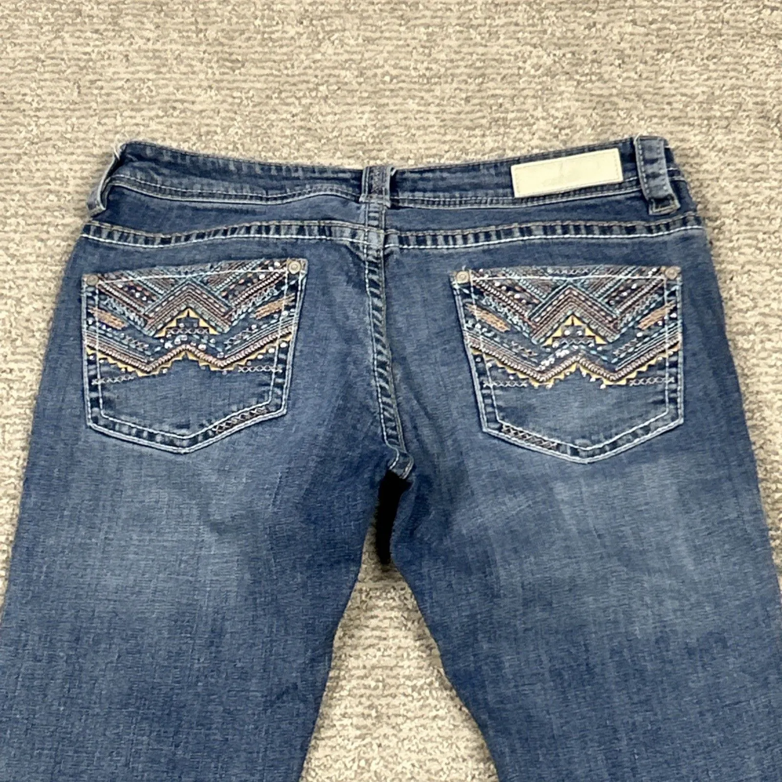 Rock & Roll Jeans Womens 29x33 Rival Low Rise Botocut Medium Wash Cowgirl Rodeo - Image 7