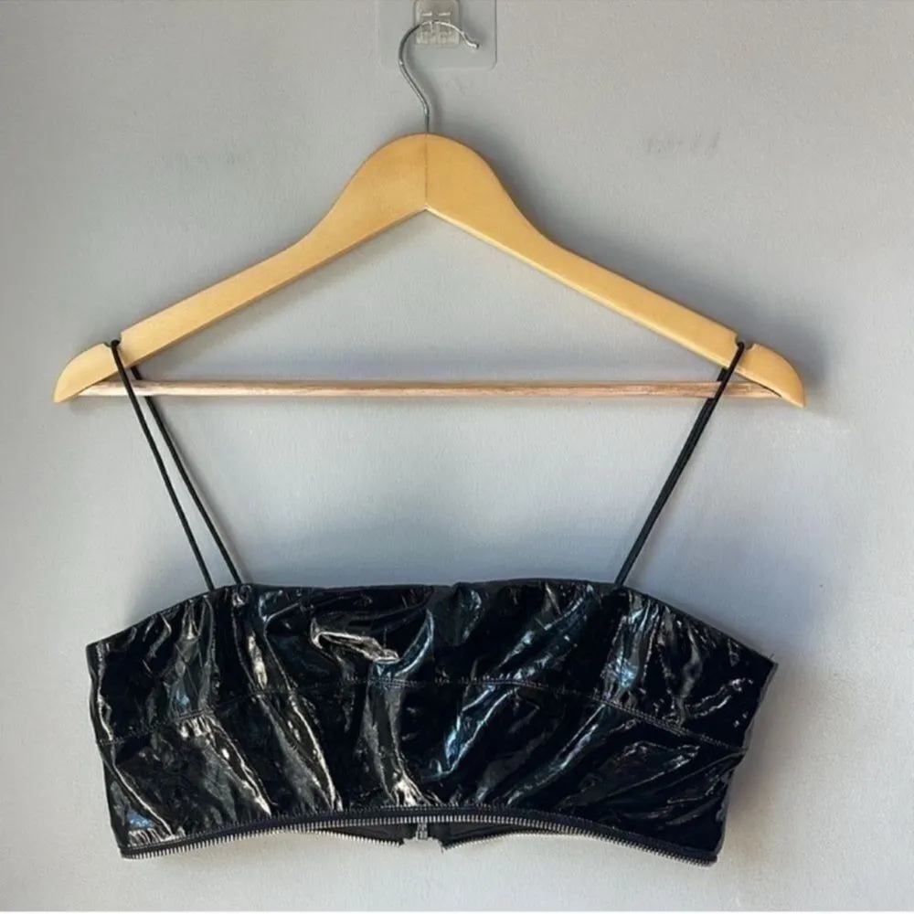 I.AM.GIA Crop Isla Top Faux Leather Black Top Medium - Image 5