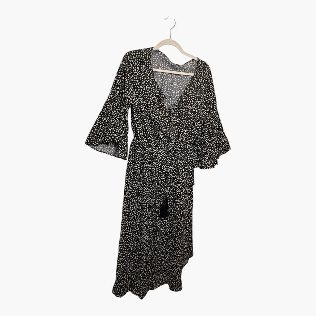 Avenue Black Abstract Dot Romantic Maxi Dress Flowy Empire Waist Size 18 - Image 2