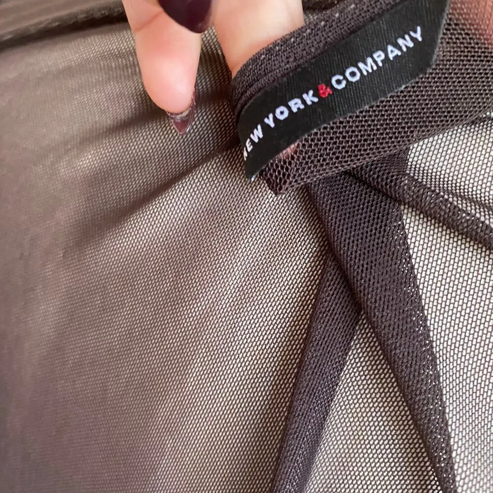 New York & Company Embellished Front Tie Brown Mesh Y2K Tank Size Small - Image 8