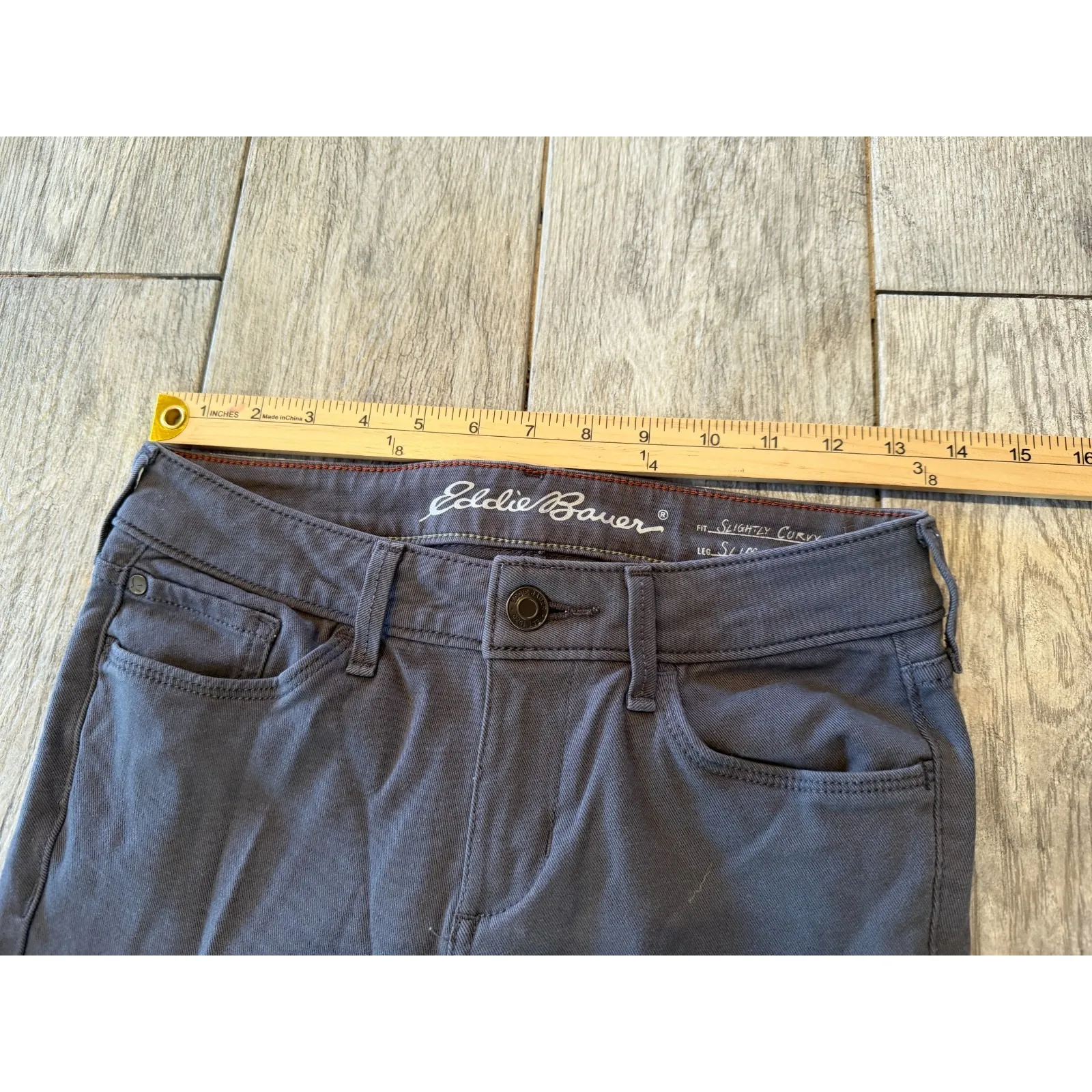 Eddie Bauer Slightly Curvy‎ Slim Straight Leg Jeans size 2 Womens Pants Gray - Image 5