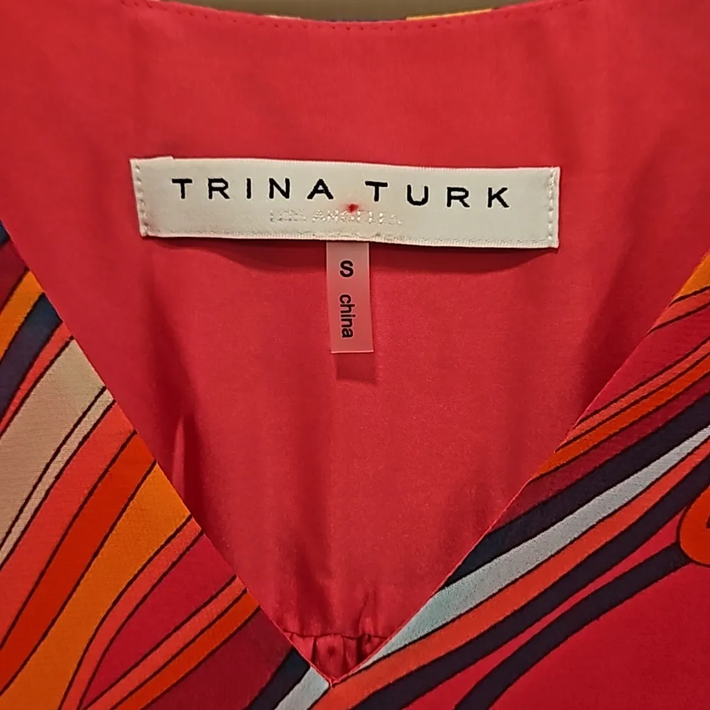 💕TRINA TURK💕 Broome Top Radio City Rose Retro Abstract Floral Print Small NWOT - Image 10