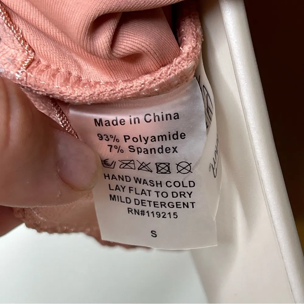 BEACH BUNNY ELLA CROP TOP SWIMWEAR LONG SLEEVE IN WHISKEY ROSE sz S - Image 6