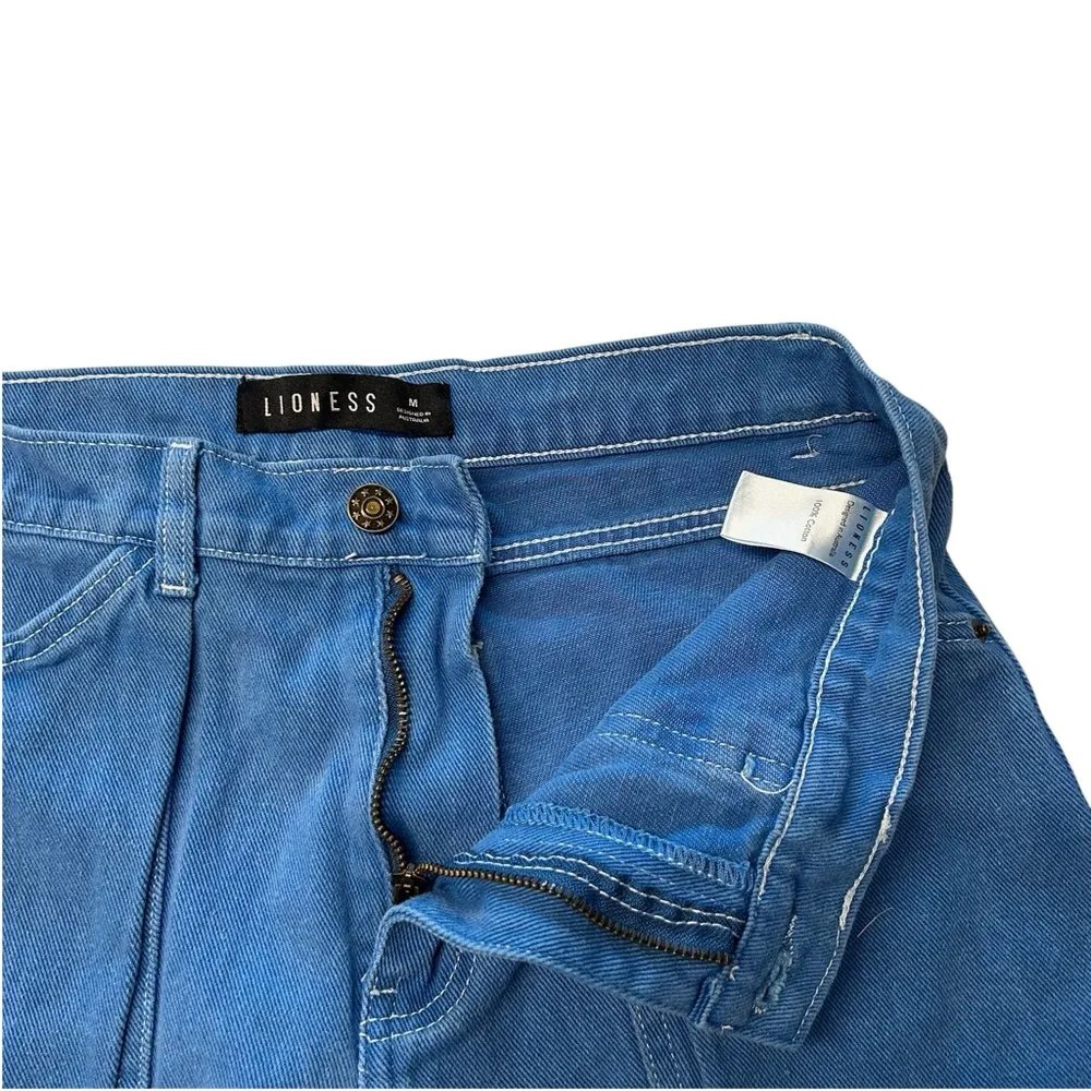 Lioness Women’s M Miami Vice Pants Blue Low Rise Wide Leg Cargo Baggy Y2K Cotton - Image 3