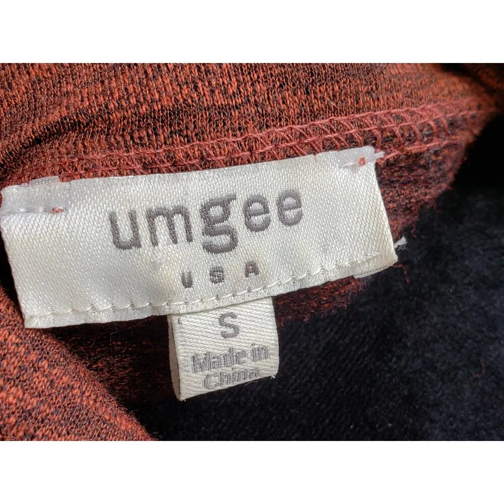Umgee Sweater Women's Size Small Brown Cowl Neck Cotton Fringed High Low Slit - Image 3