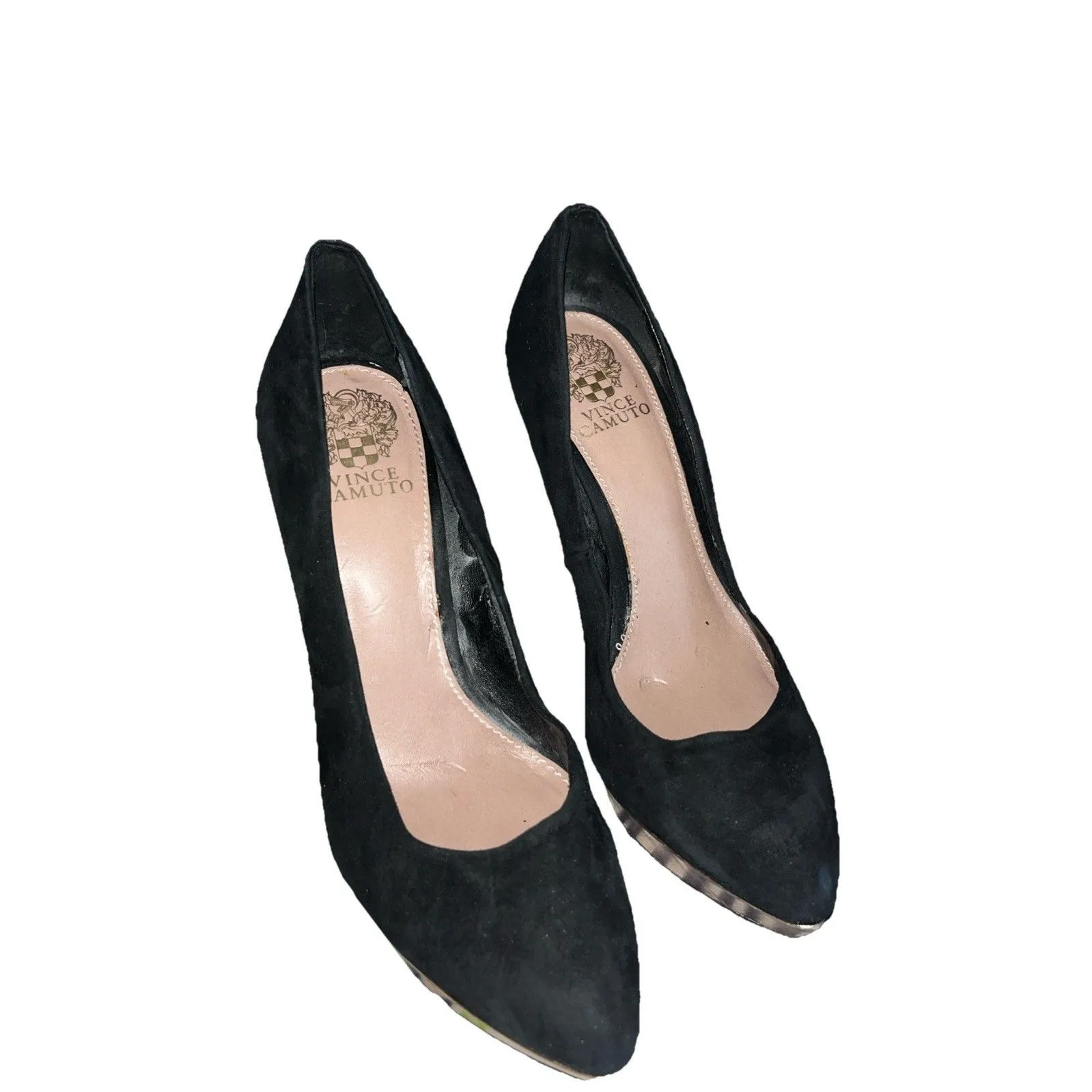 Vince Camuto black suede high heel with champagne glitter heel Size 9/39 - Image 2