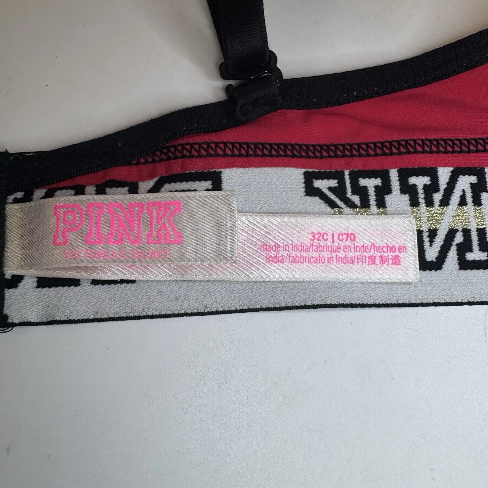 Victoria’s Secret PINK Wear Everywhere T-Shirt Lightly‎ Lined 32C Red Bra LOGO - Image 4