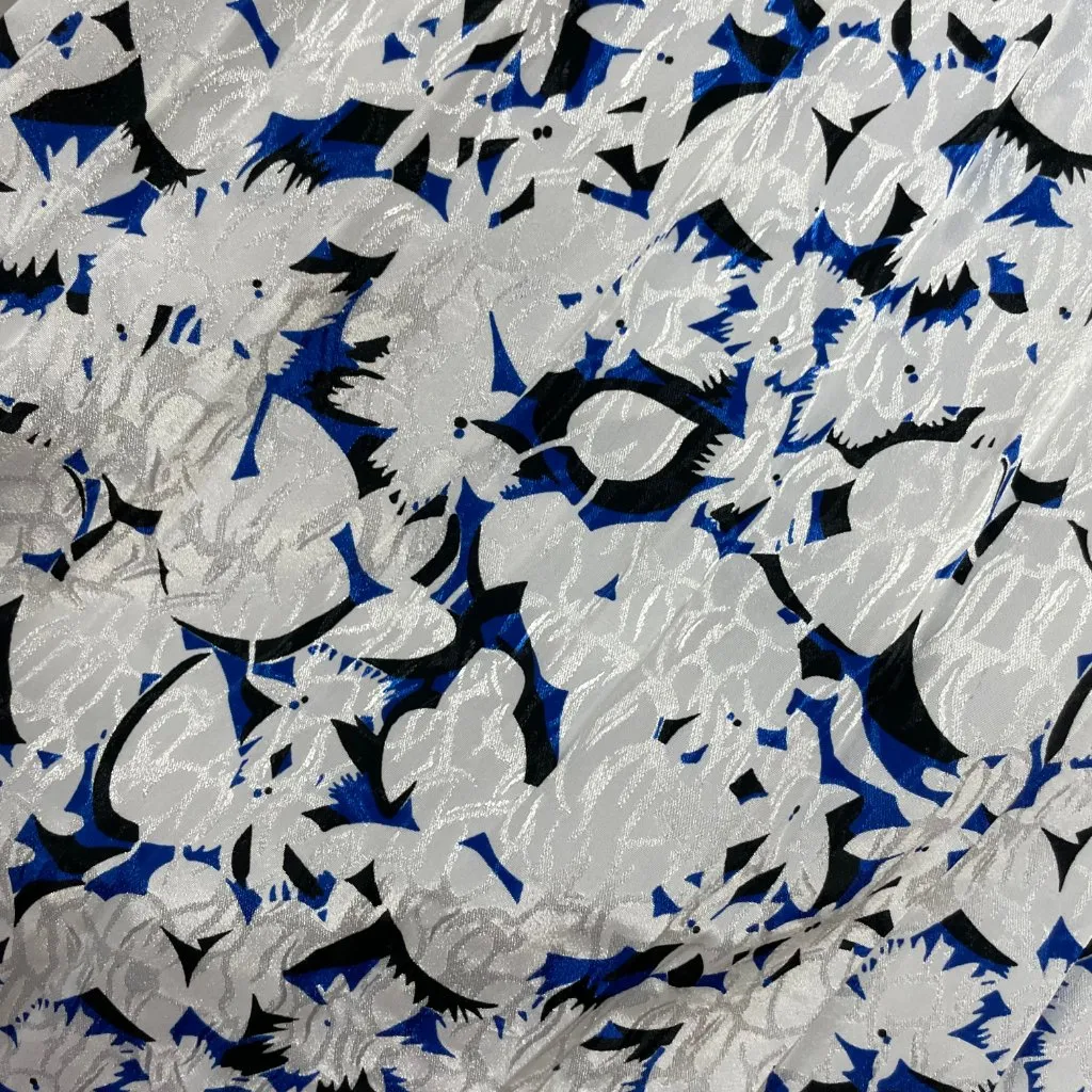 Pleated Skirt Floral Iridescent Blue White Black Women Elastic Waistband‎ Twee - Image 7