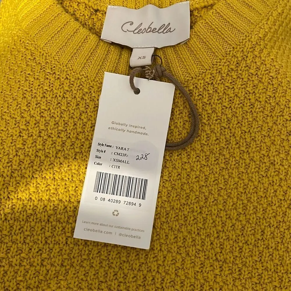 CLEOBELLA Yara Sweater Flutter Sleeve Knit Sweater Citron Yellow Size XS - Image 4