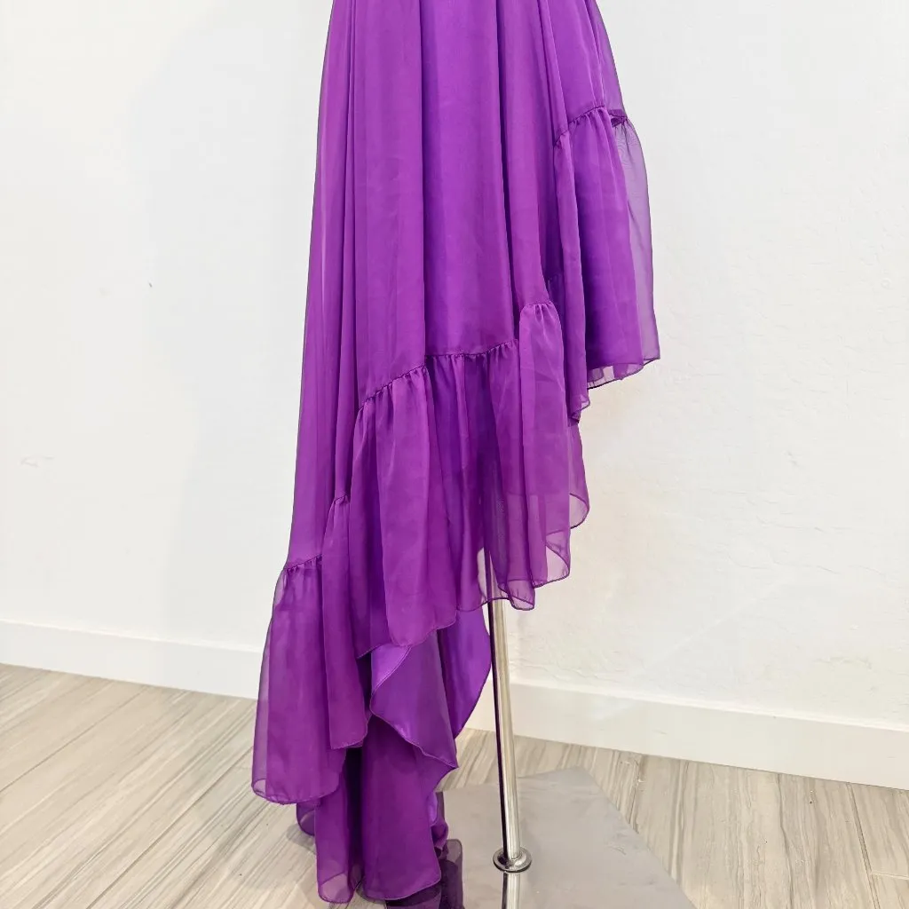 Mac Duggal 68641 Purple Formal Ruffle Gown Luxury Designer Dress Party Size‎ 2 - Image 6
